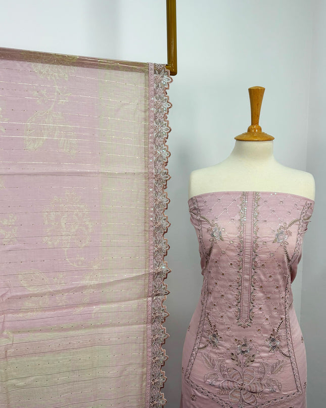 Embroidered Lawn With Organza Net Dupatta