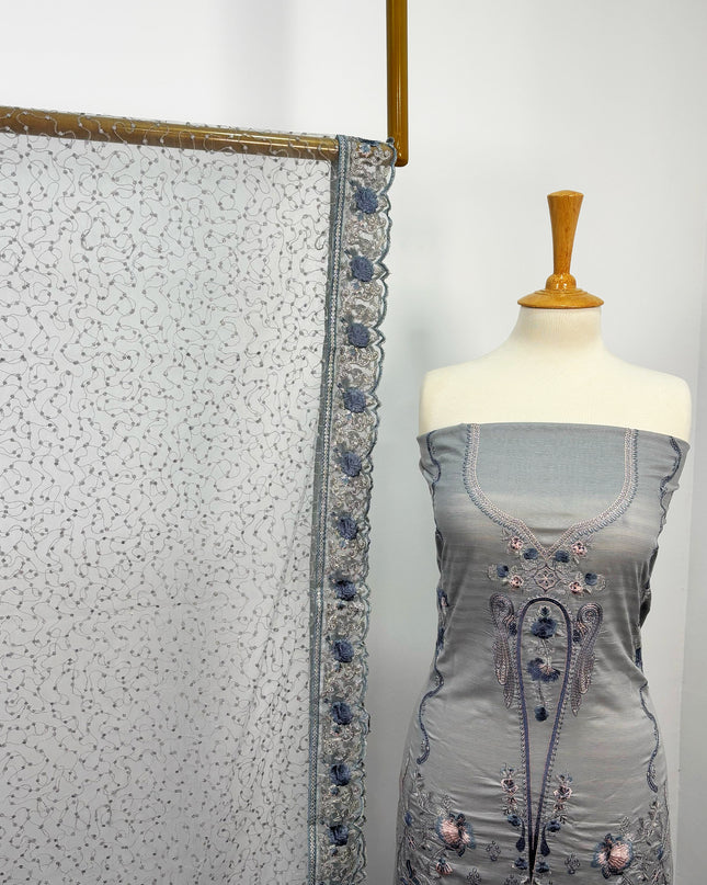 Embroidered Lawn With Organza Net Dupatta