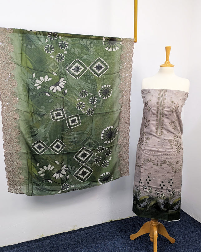 Fancy Embroidered Lawn With Digital Print