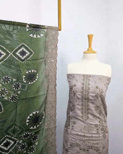 Fancy Embroidered Lawn With Digital Print