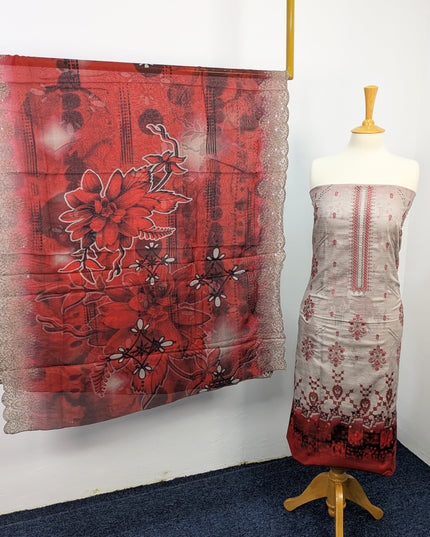 Fancy Embroidered Lawn With Digital Print