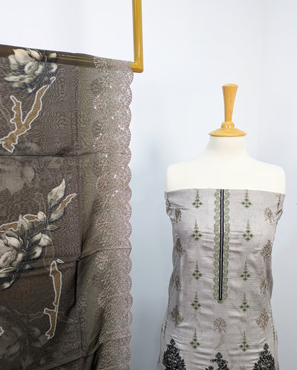 Fancy Embroidered Lawn With Digital Print