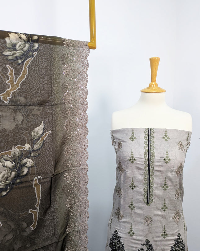 Fancy Embroidered Lawn With Digital Print