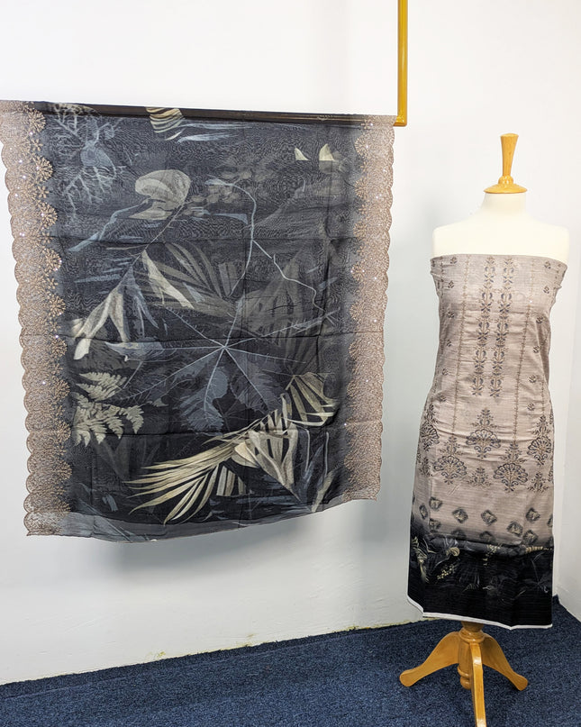 Fancy Embroidered Lawn With Digital Print