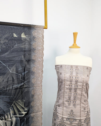 Fancy Embroidered Lawn With Digital Print