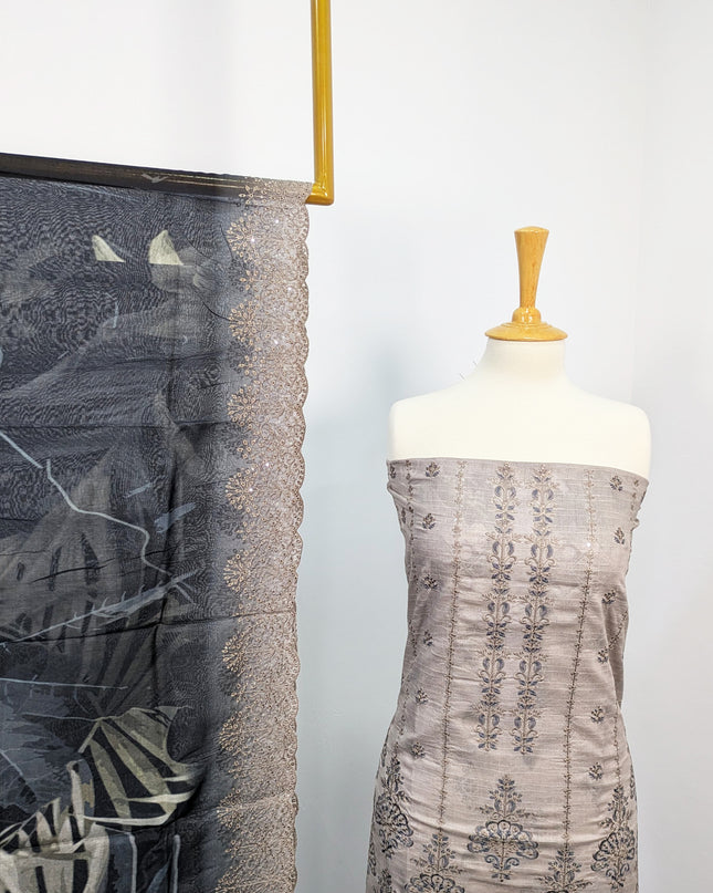 Fancy Embroidered Lawn With Digital Print