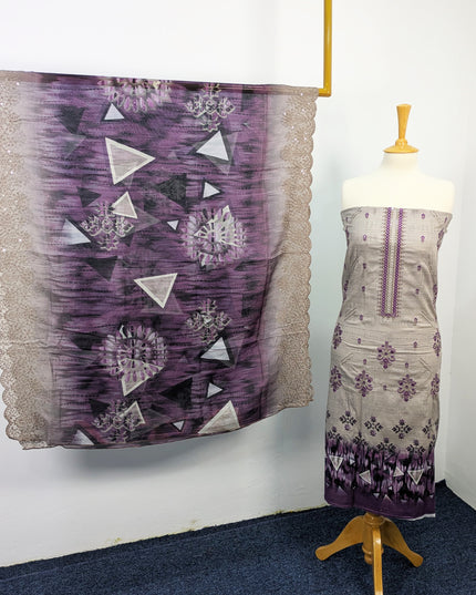 Fancy Embroidered Lawn With Digital Print