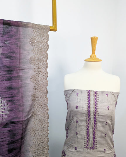Fancy Embroidered Lawn With Digital Print