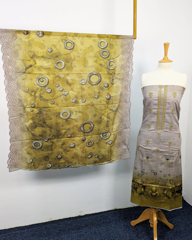 Fancy Embroidered Lawn With Digital Print