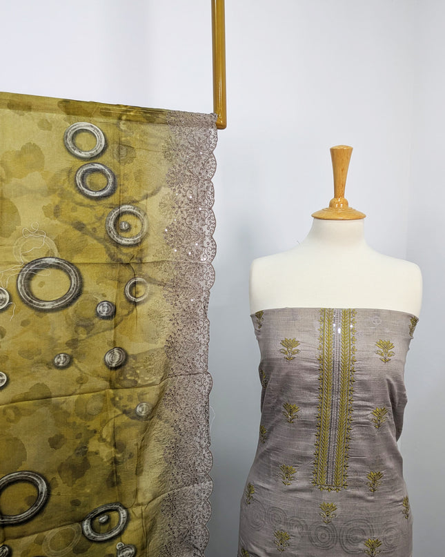 Fancy Embroidered Lawn With Digital Print