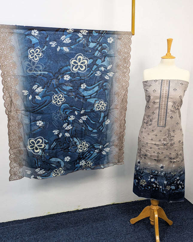 Fancy Embroidered Lawn With Digital Print