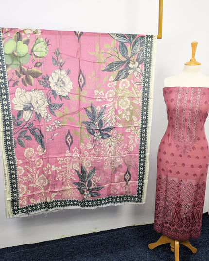 Fancy Chikankari Lawn With Digital Printed Lawn Dupatta  3pc Unstitched