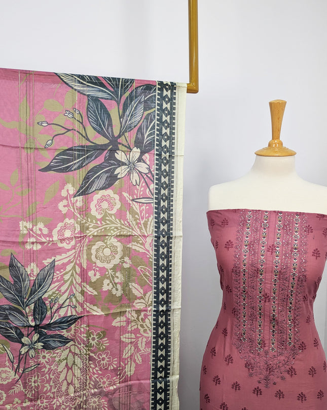 Fancy Chikankari Lawn With Digital Printed Lawn Dupatta  3pc Unstitched