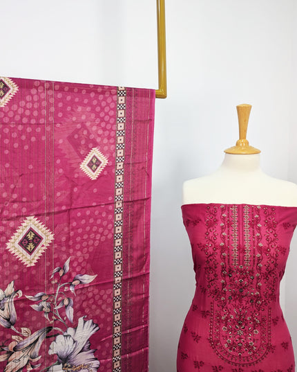 Fancy Chikankari Lawn With Digital Printed Lawn Dupatta  3pc Unstitched