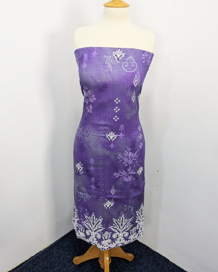 Fancy Printed Lawn With Embroidered + Chikankari Work 3pc Unstitched
