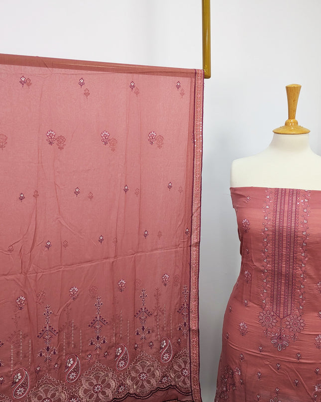 Fancy Embroidered Lawn With Chiffon Dupatta