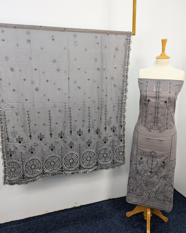 Fancy Embroidered Lawn With Chikankari Work