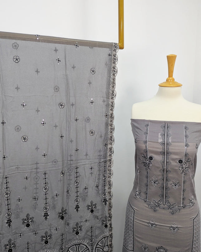 Fancy Embroidered Lawn With Chikankari Work