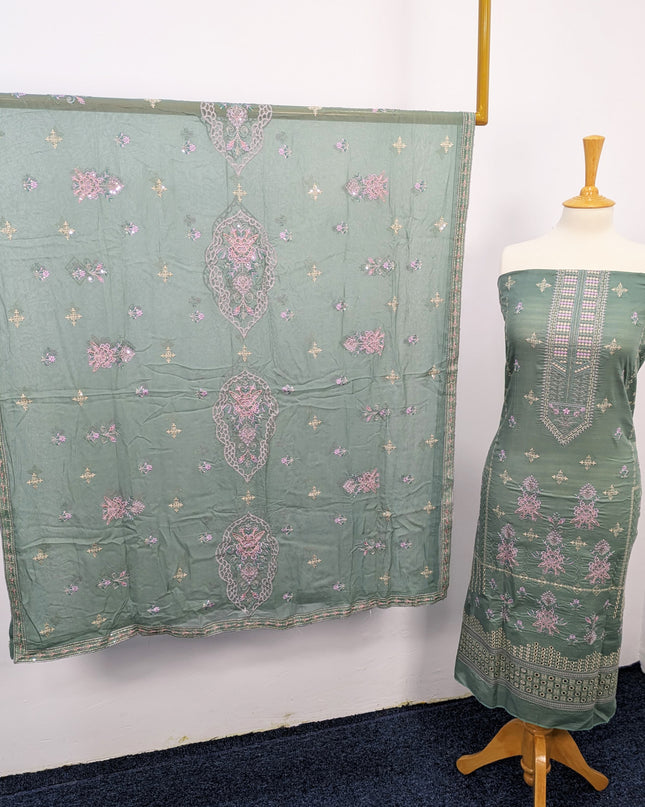 Fancy Embroidered Lawn With Chikankari Work