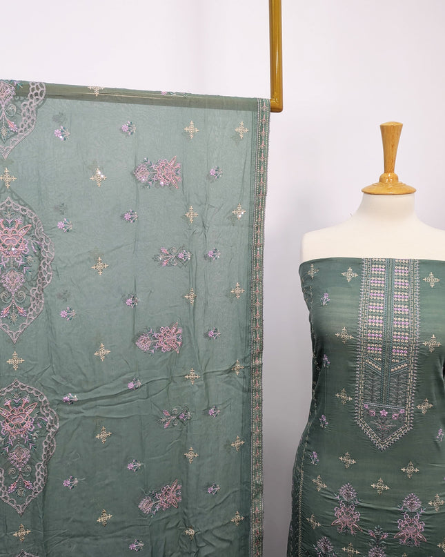 Fancy Embroidered Lawn With Chikankari Work