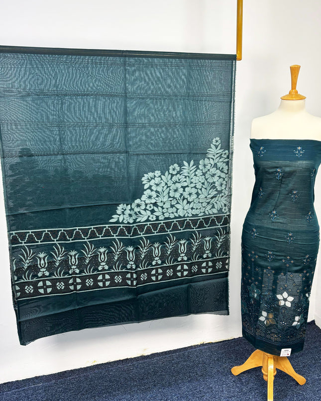 Fancy Embroidered Lawn With Chikankari CutWork