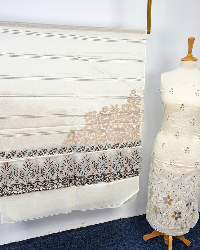 Fancy Embroidered Lawn With Chikankari CutWork