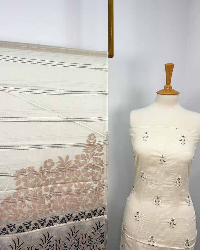 Fancy Embroidered Lawn With Chikankari CutWork