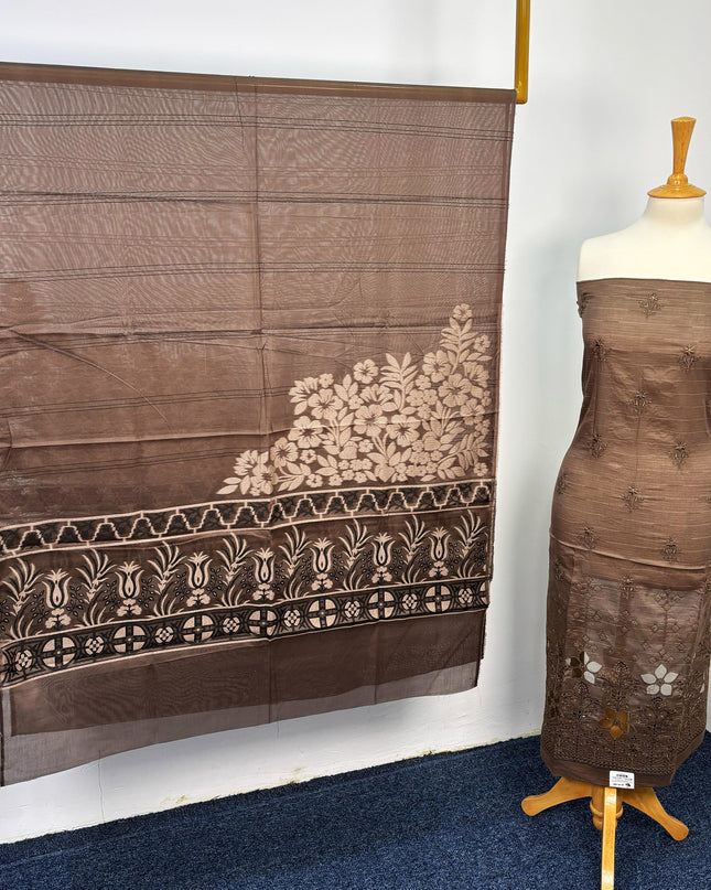 Fancy Embroidered Lawn With Chikankari CutWork