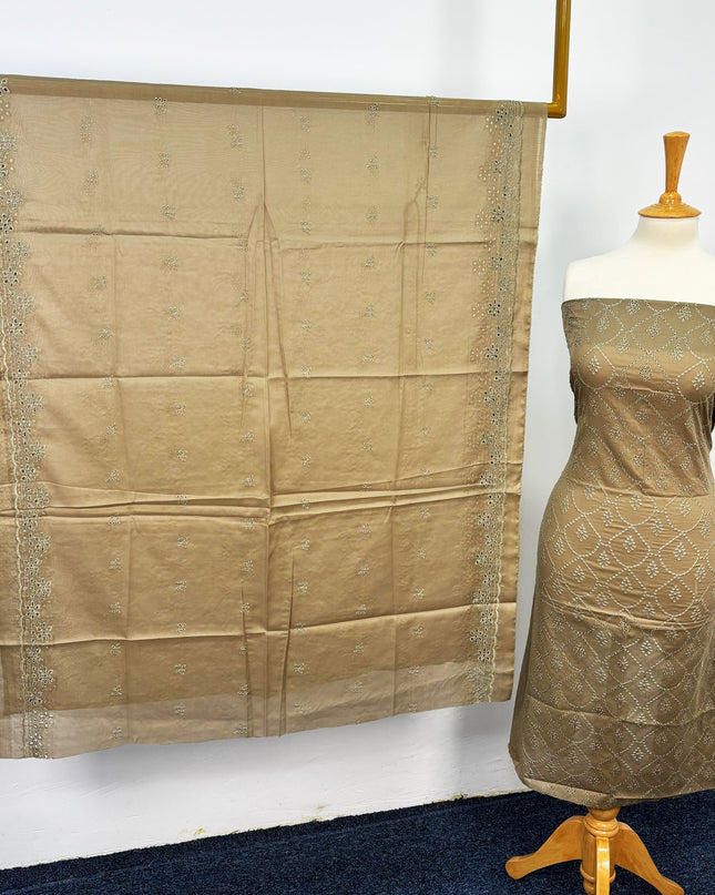 Fancy Embroidered Lawn With Chikankari Cutwork Dupatta