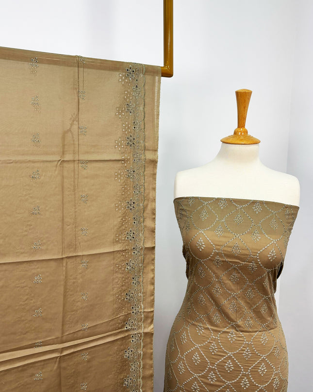 Fancy Embroidered Lawn With Chikankari Cutwork Dupatta