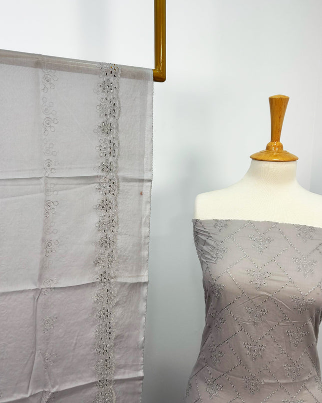 Fancy Embroidered Lawn With Chikankari Cutwork Dupatta