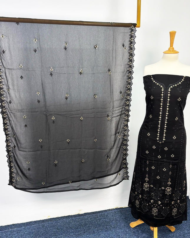 Fancy Embroidered Lawn With Chikankari Work
