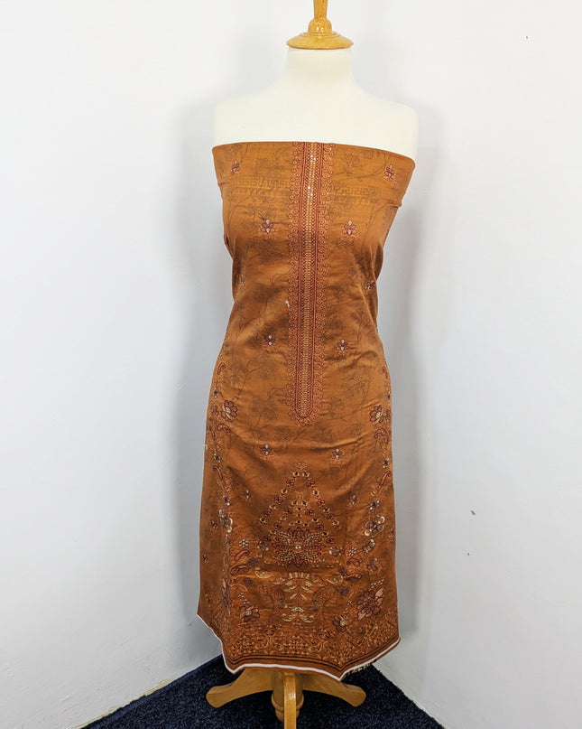 Fancy Embroidered Digital Printed Lawn With Chikankari Work