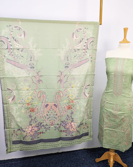 Fancy Embroidered Digital Printed Lawn With Chikankari Work
