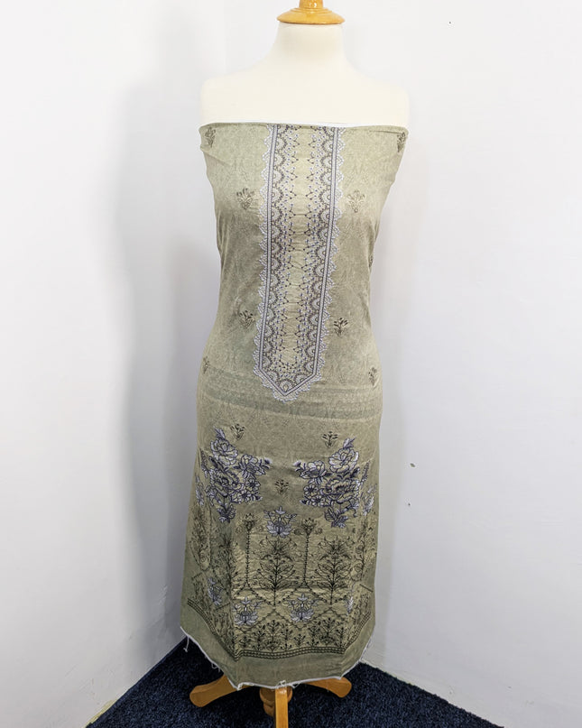 Fancy Embroidered Digital Printed Lawn With Chikankari Work