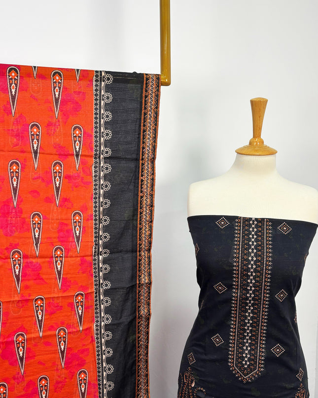 Fancy Digital Printed Lawn With Embroidered + Chikankari Work