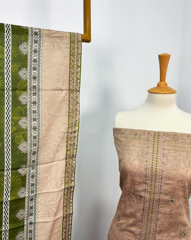 Fancy Digital Printed Lawn With Embroidered + Chikankari Work