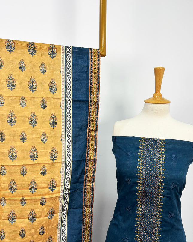 Fancy Digital Printed Lawn With Embroidered + Chikankari Work