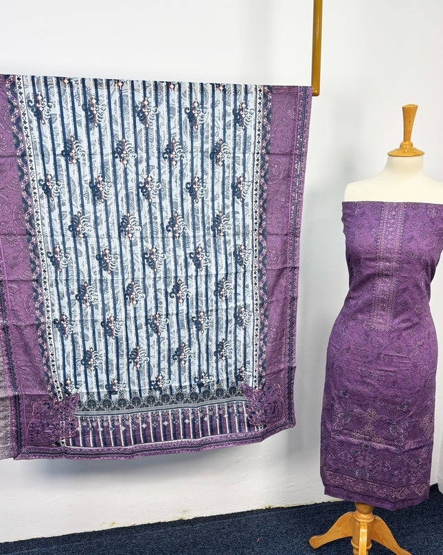Fancy Digital printed Lawn With Embroidered + Chikankari Work