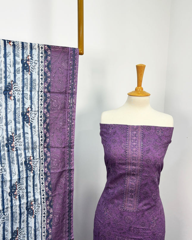 Fancy Digital printed Lawn With Embroidered + Chikankari Work