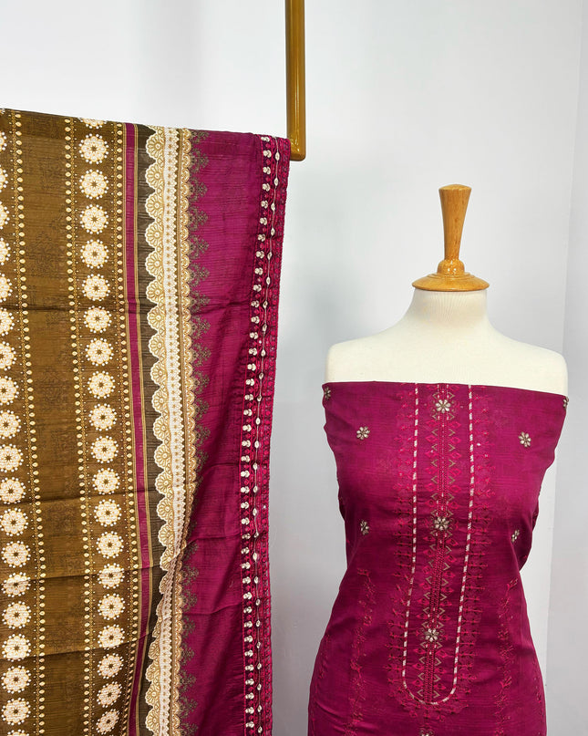 Fancy Embroidered Lawn With Digital Printed + Chikankari Work