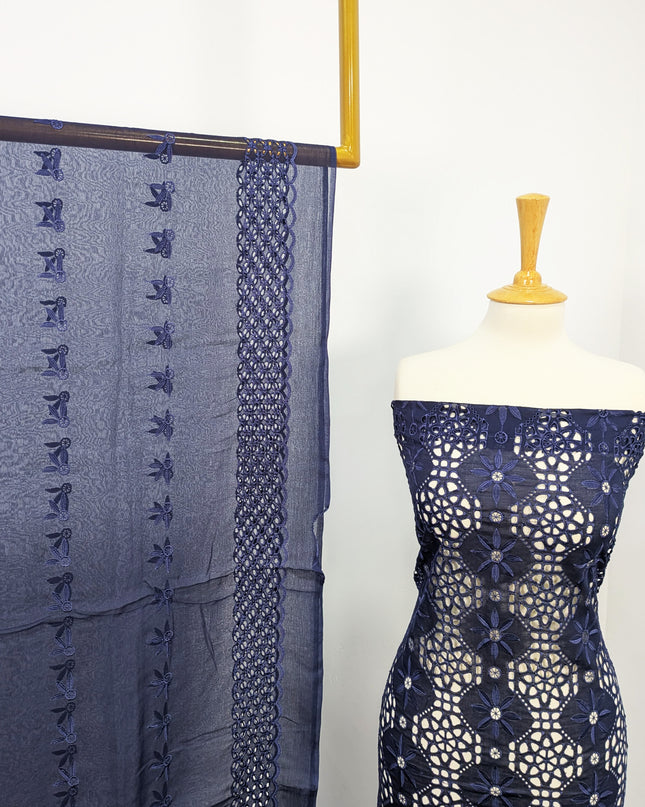 Fancy Embroidered Lawn With Full Jaal Chikankari Work And Chiffon Dupatta