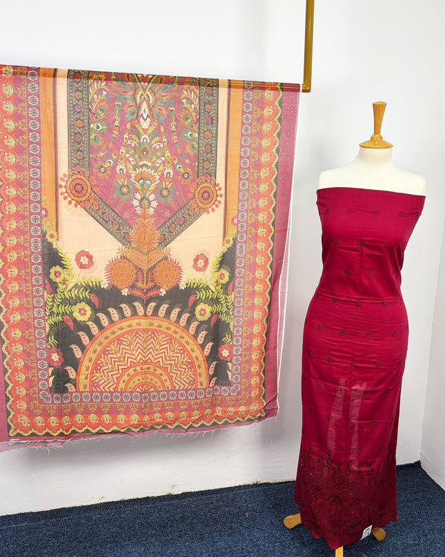 Fancy Embroidered Lawn With Chikankari Cut Work