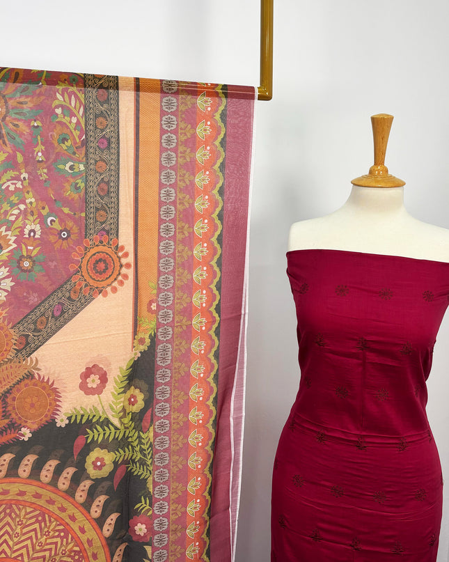 Fancy Embroidered Lawn With Chikankari Cut Work
