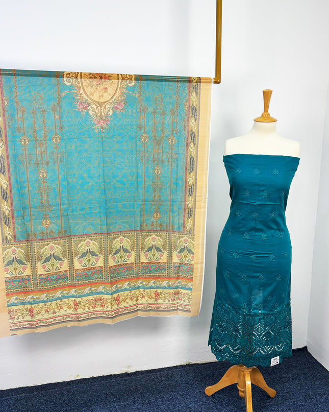 Fancy Embroidered Lawn With Chikankari Cut Work