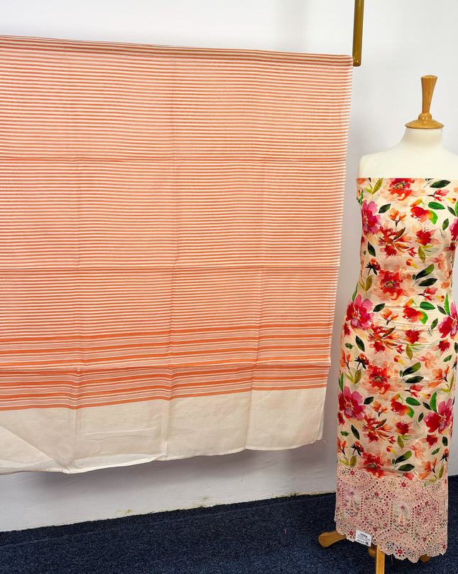 Fancy Printed Lawn With Chikankari Work