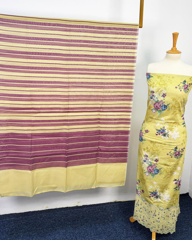 Fancy Printed Lawn With Chikankari Work