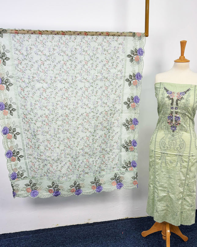 Fancy Embroidered Lawn With Pulse Moti Work