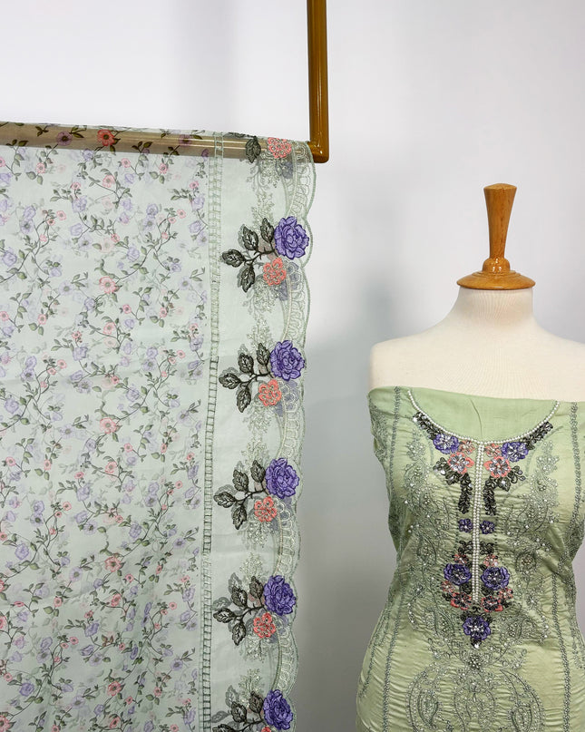 Fancy Embroidered Lawn With Pulse Moti Work