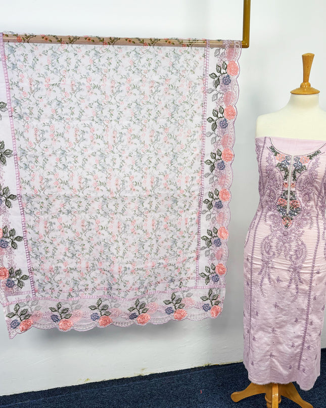 Fancy Embroidered Lawn With Pulse Moti Work